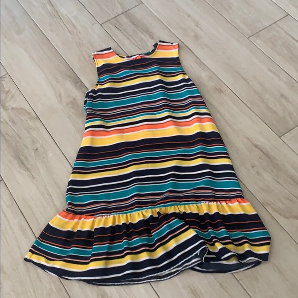 Halogen multi-colored sleeveless dress w/ ruffles